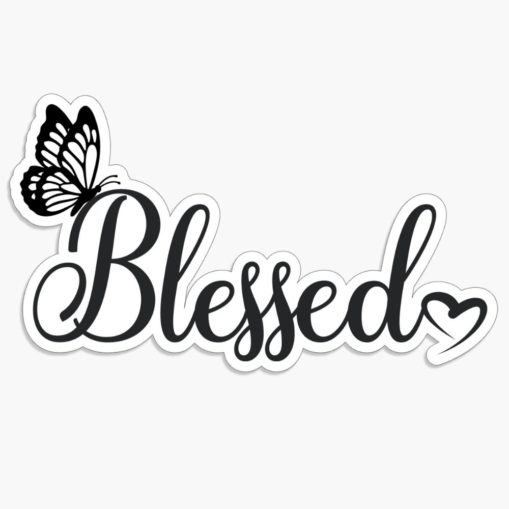 Blessed With Butterfly And Heart Sticker