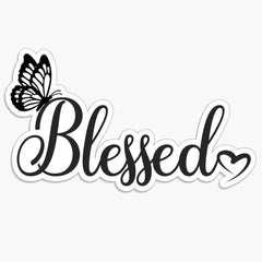 Blessed With Butterfly And Heart Sticker